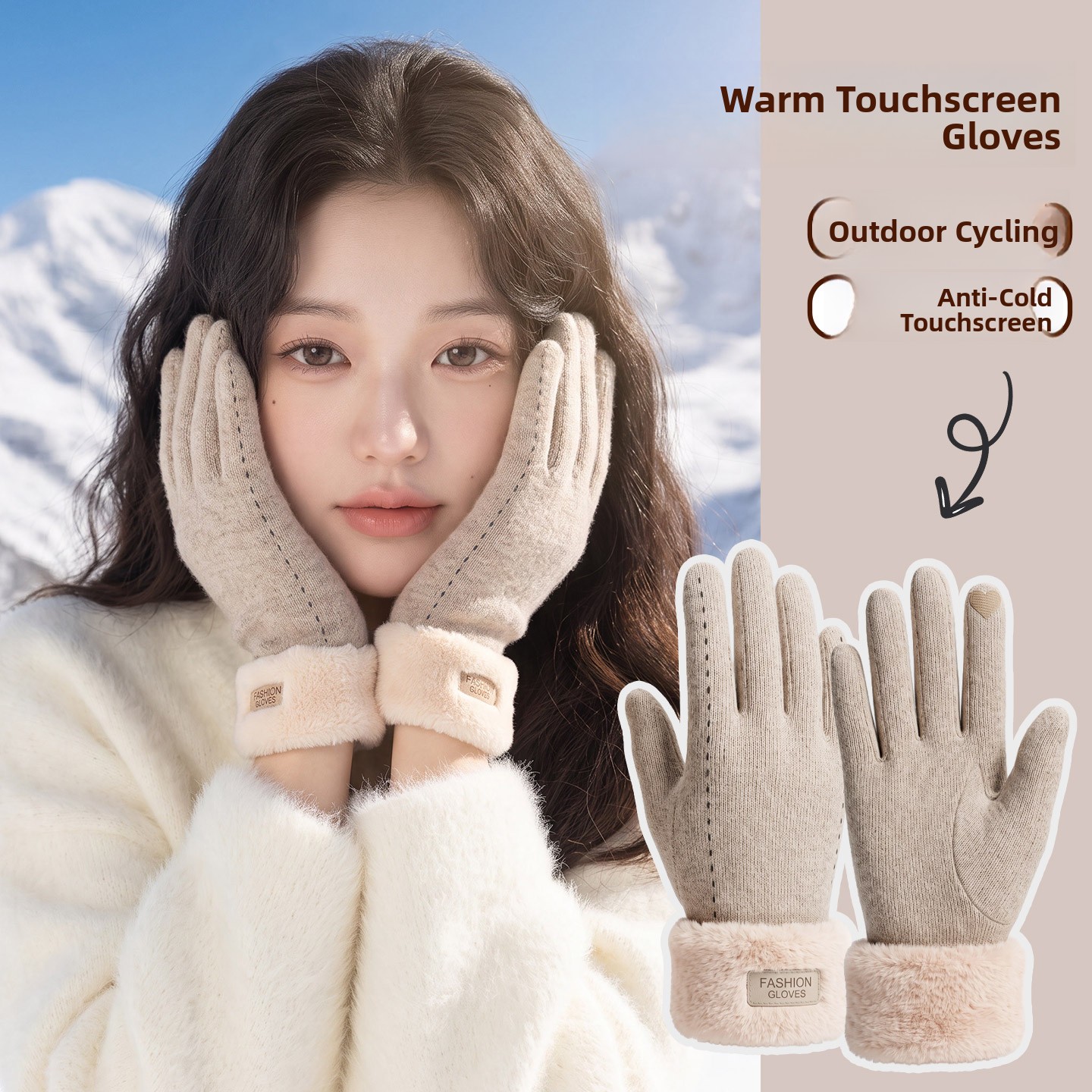 Cycling Commute Essentials - ถุงมือปั่นจักรยานฤดูหนาวบุขนหนา สำหรับผู้หญิง รองรับการใช้งานหน้าจอสัมผัส กันลม สำหรับปั่นกลางแจ้ง ให้ความอบอุ่น